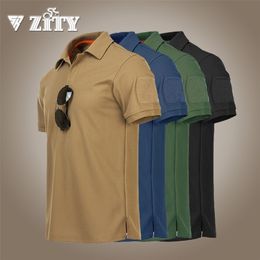 Tactical T Outdoor Sport Quick Dry Lapel Short Sleeve Shirt Summer Hiking Training Tee Men Clothing Casual Tops 220623