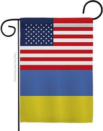 DHL Americana Ukraine US Friendship Garden Flag Regional Nation International World Country Particular Area House Decoration Banner Small Yard Double-Sided F0414