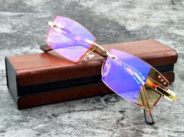 Sunglasses Men Luxury Rimless Royal Ministers Diamond Reading Glasses 0.75 1 1.5 1.75 2 2.25 2.5 2.75 3 3.5 4 WITH CASESunglasses