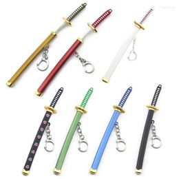 Keychains 1 PC Keychain Keyrings Sword Kitetsu Toy Model Metal Key Ring Chain Anime Jewelry Blue/Green/Red/Yellow Emel22