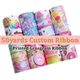 Liston Custom Design 50yards printed grosgrain for hair bow DIY Accessories ribbon 220704