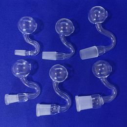 10mm 14mm 18mm Male Female Glass Oil Burner Pipe Bent Smoking Pipes Curved Burning Tube Frosted Joint Adaptor For Water Bong