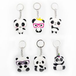 6 Styles Panda Keychains PVC Silicone Cartoon Keychain Pendant luggage Decoration Key Chain Keyring Creative Gift