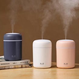 Humidifiers USB Led Light Mini 300Ml H2O Ultrasonic Spray Mist Maker Double Aroma Essential Oil Diffuser Car Wet Air Humidifier