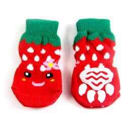 Dog Apparel 10sets/lot 4PCS Christmas Socks Anti-Slip Knit Winter Small Pet Cat Thick Warm Protector SocksDog ApparelDog