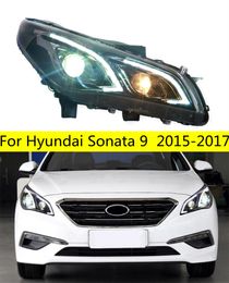 Auto Head Lights For Sonata 9 LED Headlight 20 15-17 Hyundai DRL Turn Signal High Beam Angel Eye LED Daytime Light
