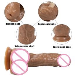 Simulation Ejaculating Dildo Female Masturbator Tools Realistic Big Dick Artificial Penis Suction Cup Adult sexy Toys For Women