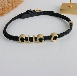 European 2022 And American Alphabet Chokers Black Leather Niche Collarbone Chain Female High Quality Fast Delivery 10A