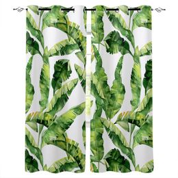 Curtain & Drapes Banana Leaf Tropical Plant Grommet Top Curtains For Living Room Bedroom Kitchen Window Treatments Home Decoration DrapreCur