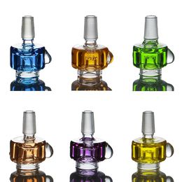Colorful Liquid Smoking Replaceable 14MM 18MM Male Joint Bowl Freezable Filter Portable Handle Dry Herb Tobacco Oil Rigs Wig Wag Glass Bongs Silicone Hookah DHL Free