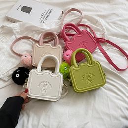 girls Candy Colour handbags sweet kids cartoon letter small square bags women style children chain cross body bags casual purse F1321