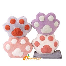 cm Cat Paw Pillow Plush Stuffed Animals Bears Paws Cushion with Flannel Blanket in Decor Nap Travelling Plushie J220704