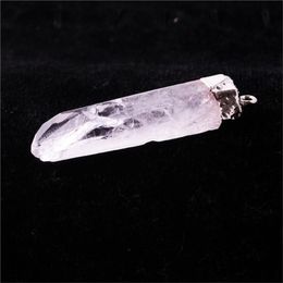 Pendant Necklaces Druzy Gem Stone Irregular Raw Random Shape Rough Rhodium Clear Quartz Treat White Crystal Point Necklace Pendants DropPend