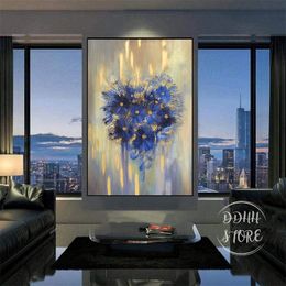 Gorgeous Flower Colourful Flowers Canvas Painting Very Peri Romantic WallArt Daisies FLOWER HEART Abstract el Home Decor 220507