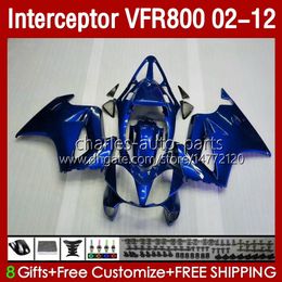 Fairings For HONDA Interceptor VFR800 VFR 800 RR CC 800RR VFR800RR 02 03 04 05 06 07 Body 129No.102 800CC 2002 2008 2009 2010 2011 2012 VFR-800 02-12 Bodywork Glossy Blue