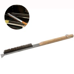Pizza Stone Cleaning Brush with Scraper Coir Bristle BBQ Cleaner Barbecue Oven Brushes Kitchen Accessories KDJK2207