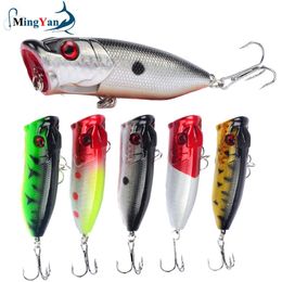 1pcs Fishing Lures Topwater Popper Bait 65cm 12g Hard Bait Artificial Wobblers Plastic Fishing Tackle with 6# Hooks 220726