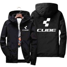 Cube New Men's Hooded Casual Jacket Loose Water Proof Male Windbreaker Solid Colour Windproof Coats