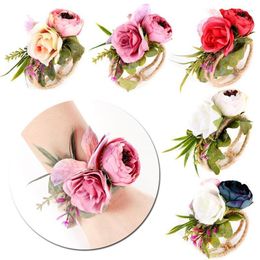 Link Chain 1PC Bride Woven Rose Straw Wrist Flower Cloth Corsage Party Prom Marriage Bridesmaid Multicolor Trum22