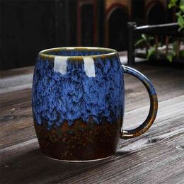 Creative Mug Large Capacity Simple Ceramic Cup Couple Japanese-Style Coffee Cup Kiln Baked Drinking Mug 460ML 210409