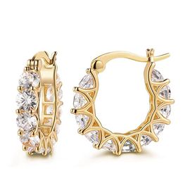 1 Pairs Vintage 14K Gold Plated Cubic Zirconia Rhinestone Hoop Earrings For Women Girls Wedding Piercing Earrings Luxury Jewellery