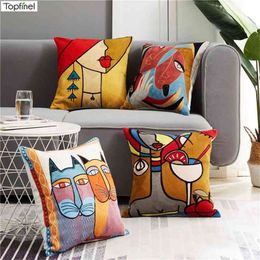 Topfinel Picasso Pillowcase Embroidery Cushions Covers Decorative Throw Pillows Covers for Sofa Car Abstract Pillowcase 45x45cm 210401