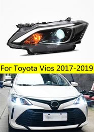 High Beam Head Lamp For Toyota Vios LED Headlight 20 17-19 Blue DRL Turn Signal Dual-beam Lens LED Running Lights