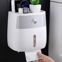 Wall Mount Toilet Paper Holder Roll Paper Holder Rack Bathroom Tissue Box Waterproof Toilet Paper Storage Box Bathroom Organiser T200425