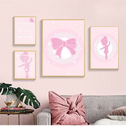 Picture Girls Room Decoration Baby Birth Stats Custom Cartoon Pink Nursery Canvas Art Print Painting Wall 220623