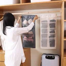 Thickened Oxford Cloth Storage Hanging Bag Wall-mounted Dormitory Double-sided Underwear Socks Bra Fabric Boxes & Bins