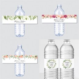 Printable Printed Greenery Wedding Green & White Custom Labels Personalised Water Bottle 220613