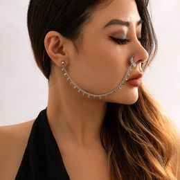 Fashion Bohemia Simple Small Crescent Pendant False Nose Piercing Nose Clip Sexy Chain Stud Earring Summer Party Jewellery