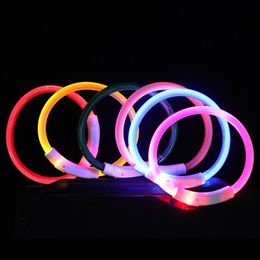 Dog Collars & Leashes Led Usb Collar Pet Night Glowing Luminous Rechargeable Safety Flashing GlowDog