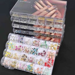 240Pcs/Box-Pre-made Nail Charm /Gems for 8 Best 3D Nail Supplies (2021) Bowknot/Crown /Glitter Rhinestones Nails Charms Diamonds Y220408