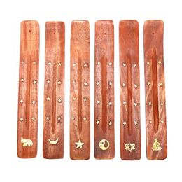 Natural Wooden Tray Incense Stick Holder Star Moon Fragrance Lamps Ash Catcher Burner Holders Home Decoration Censer Tools