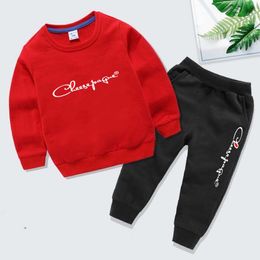 Spring Autumn Children Clothing Sets Boys Keep Warm Casual Long Sleeve Sweaters Pants Fashion Kids Sports Wear Suit For Girls