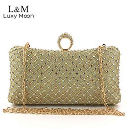 Evening Bags Women's Clutch Purses and Handbag Diamond Luxury Designer Bag Wedding Evening Bag Gold Silver Exquisite Chain Shoulder Bag X606h 220318