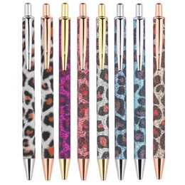 Multi-color metal press leopard-print ballpoint pen DIY student office pen holiday gifts LK0074