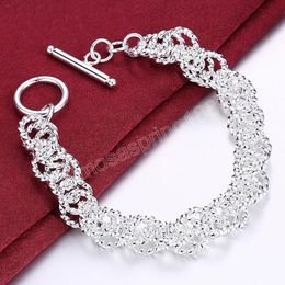 925 Sterling Silver Flash Twist Ring Bracelet For Women Wedding Engagement Party Fashion Jewellery
