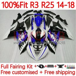 Injection mold Fairings For YAMAHA YZFR3 YZF-R25 YZFR25 14-18 Bodywork 30No.153 YZF R 3 25 R3 R25 14 15 16 17 18 YZF-R3 2014 2015 2016 2017 2018 OEM Body Kit shark blue