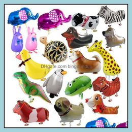 Other Event Party Supplies Festive Home Garden Walking Pet Balloon Supply Animal Helium Aluminum Film Cartoon Balloons Mticolor Lovely For