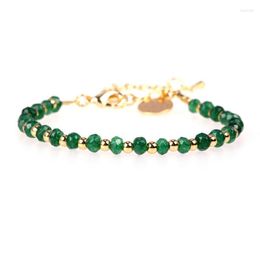 Link Chain 3 4mm Chakra Beads Energy Copper Gold Plated Natural Round Cut Malay Jade Stone Bracelet For Women Men Jewellery Fawn22