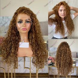 Glueless Lace Front Human Hair Honey Blonde Wigs for Black Women Natural Brown Root 180Density Loose Wave Remy Hairs Wigs