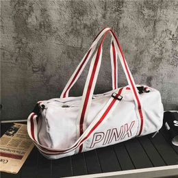 Large capacity storage bag pink travel sports fitness printed portable shoulder