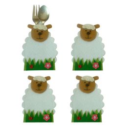 Party Decoration 4pcs Sheep Knife And Fork Bags Tableware Decor Easter Lamb Cutlery Bag Set Holder Cover DecorationParty