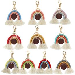Party Favor Rainbow Tassel Key Chain Key Ring For Ladies Handmade Keychains Boyfriend Gift Girl Cute Keychain Bag Charm SN4569