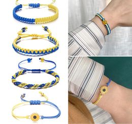 Jóias de pulseiras trançadas de miçangas jóias homens homens azul amarelo tecelão de pulseiras de pulseiras feitas à mão