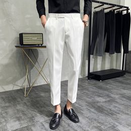 2022 Men Korean Suit Pant Summer Fashion Business Casual Men's Trousers Slim Fit Office Social High Quality Ankle Length Pants