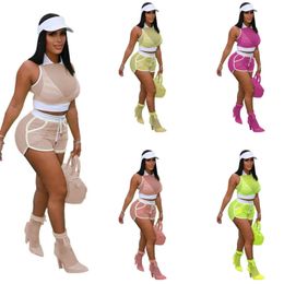 Sexy Womens Baseball Sportwear Tracksuits Casual 2 Piece Short Pants Set Fashion Mesh Sports Suit Summer Ball Clothing