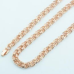 Chains 1pcs 8mm Men Big Necklace Womens Rose Gold Color Double Curb Chain 60cm 24inch Toggle LockChains